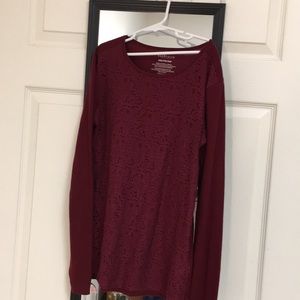 Maroon long sleeved tight fitting